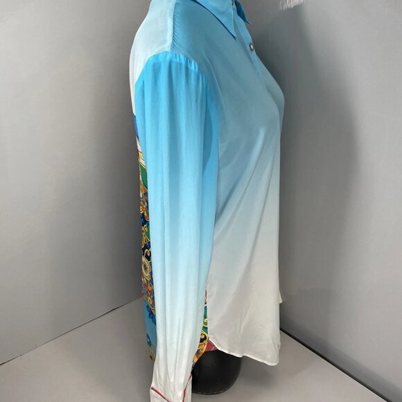 NEW ROBERT GRAHAM Women's Gabriella Long Sleeve Button Shirt Blue/Multi Size S - Picture 8 of 10